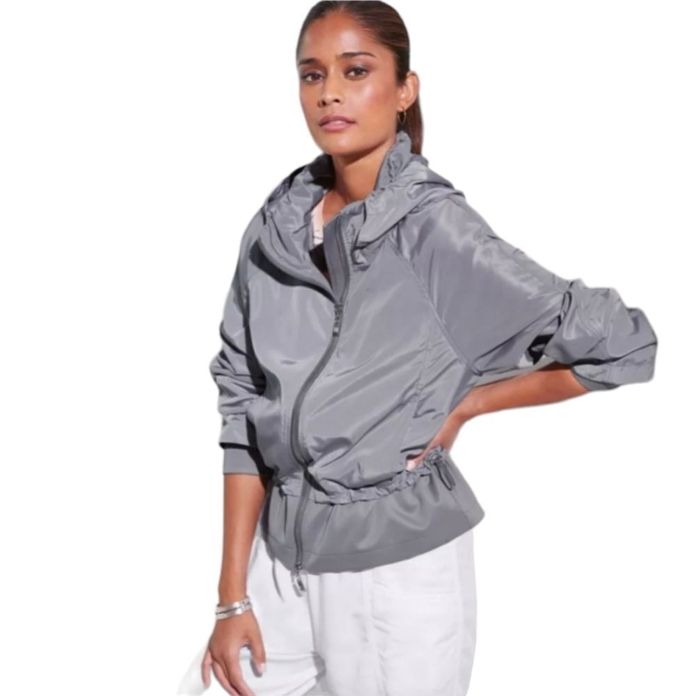 Madeleine Lightweight Synch Waist Hooded Grey Jacket 10